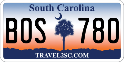 SC license plate BOS780