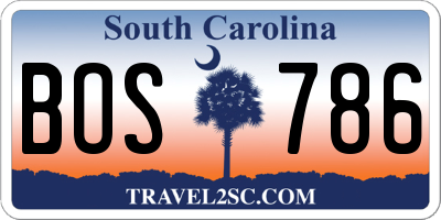 SC license plate BOS786