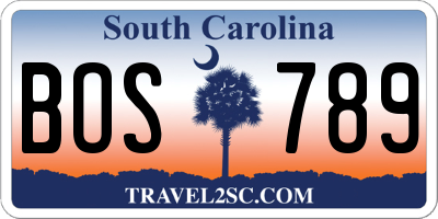 SC license plate BOS789