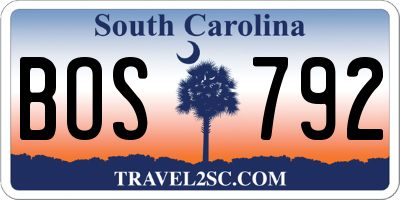 SC license plate BOS792