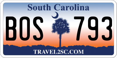 SC license plate BOS793