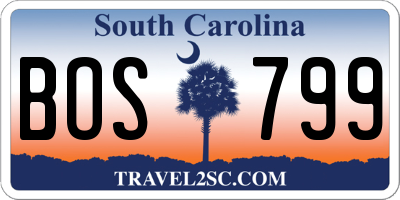 SC license plate BOS799