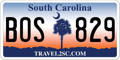 SC license plate BOS829