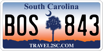 SC license plate BOS843