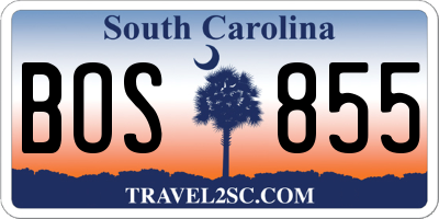 SC license plate BOS855