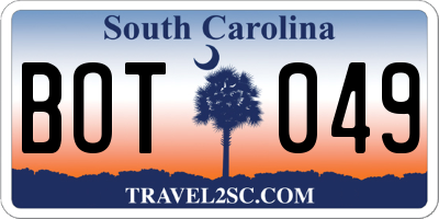 SC license plate BOT049