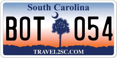 SC license plate BOT054