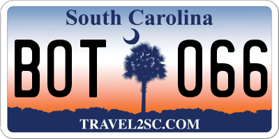 SC license plate BOT066