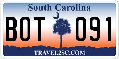 SC license plate BOT091