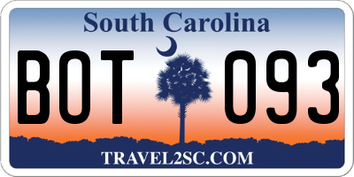 SC license plate BOT093
