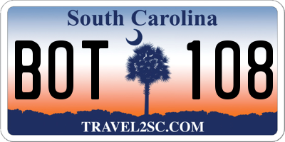 SC license plate BOT108
