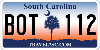 SC license plate BOT112