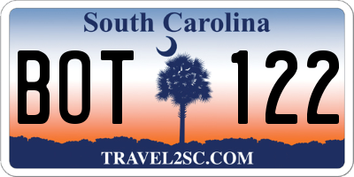SC license plate BOT122