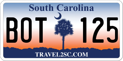 SC license plate BOT125