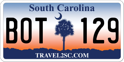 SC license plate BOT129