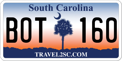 SC license plate BOT160
