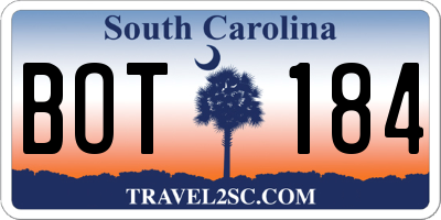 SC license plate BOT184