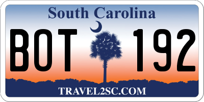 SC license plate BOT192