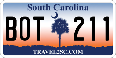 SC license plate BOT211
