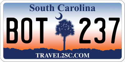 SC license plate BOT237