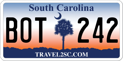 SC license plate BOT242
