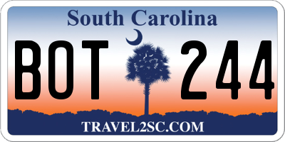 SC license plate BOT244