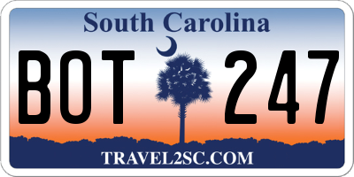 SC license plate BOT247