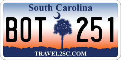 SC license plate BOT251