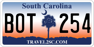 SC license plate BOT254