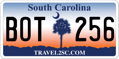 SC license plate BOT256