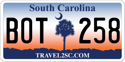 SC license plate BOT258