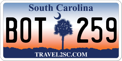 SC license plate BOT259