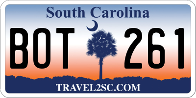 SC license plate BOT261