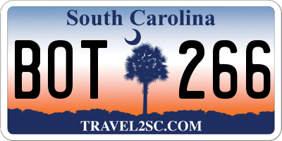 SC license plate BOT266