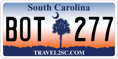 SC license plate BOT277