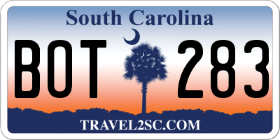SC license plate BOT283