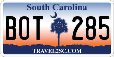 SC license plate BOT285