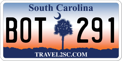 SC license plate BOT291