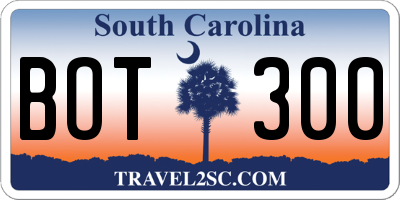 SC license plate BOT300