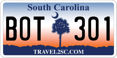SC license plate BOT301