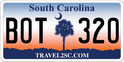 SC license plate BOT320