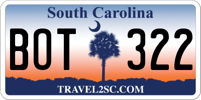 SC license plate BOT322