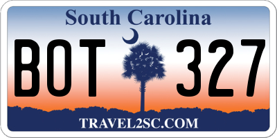 SC license plate BOT327