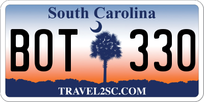 SC license plate BOT330