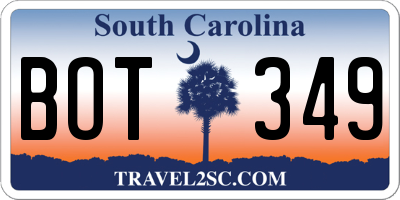 SC license plate BOT349