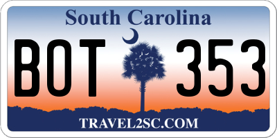 SC license plate BOT353