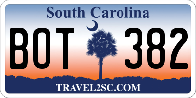 SC license plate BOT382