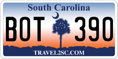 SC license plate BOT390
