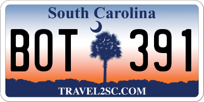 SC license plate BOT391