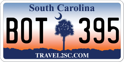 SC license plate BOT395